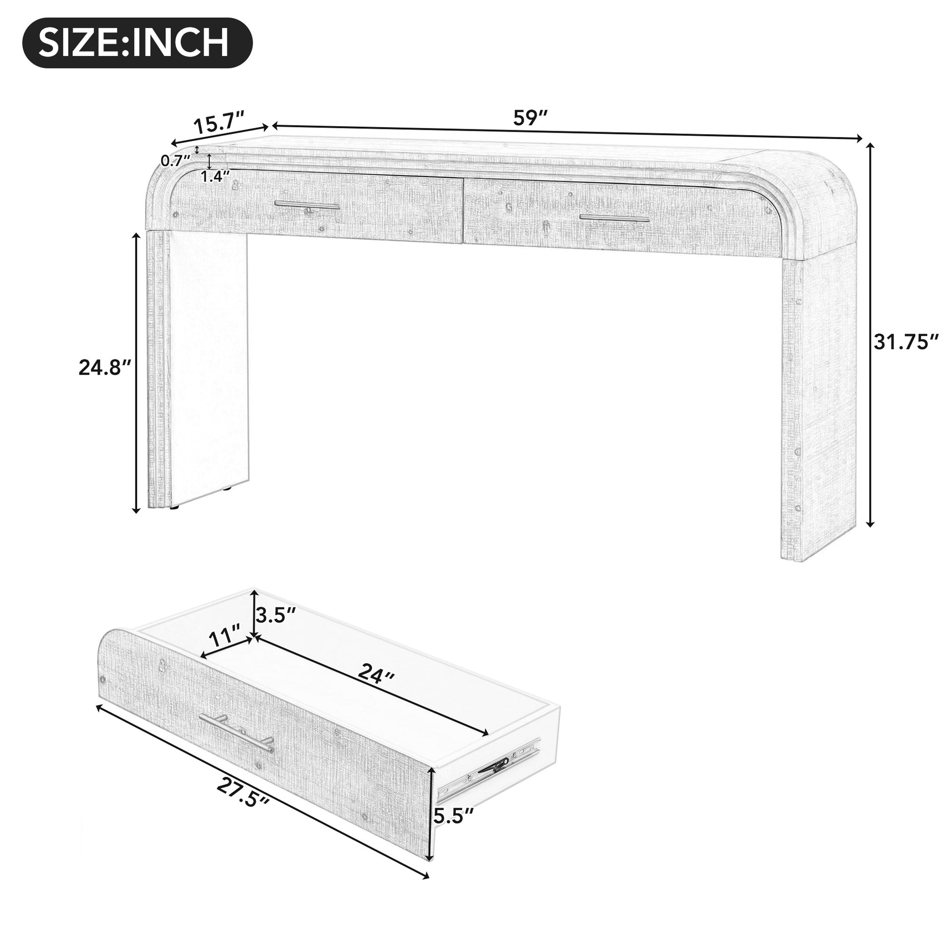 TREXM Unique Retro Silhouette Console Table with Open Style, Two Top Drawers for Entrance, Dinning Room, Living Room (Antique Black) - 1st Choice Furniture Direct