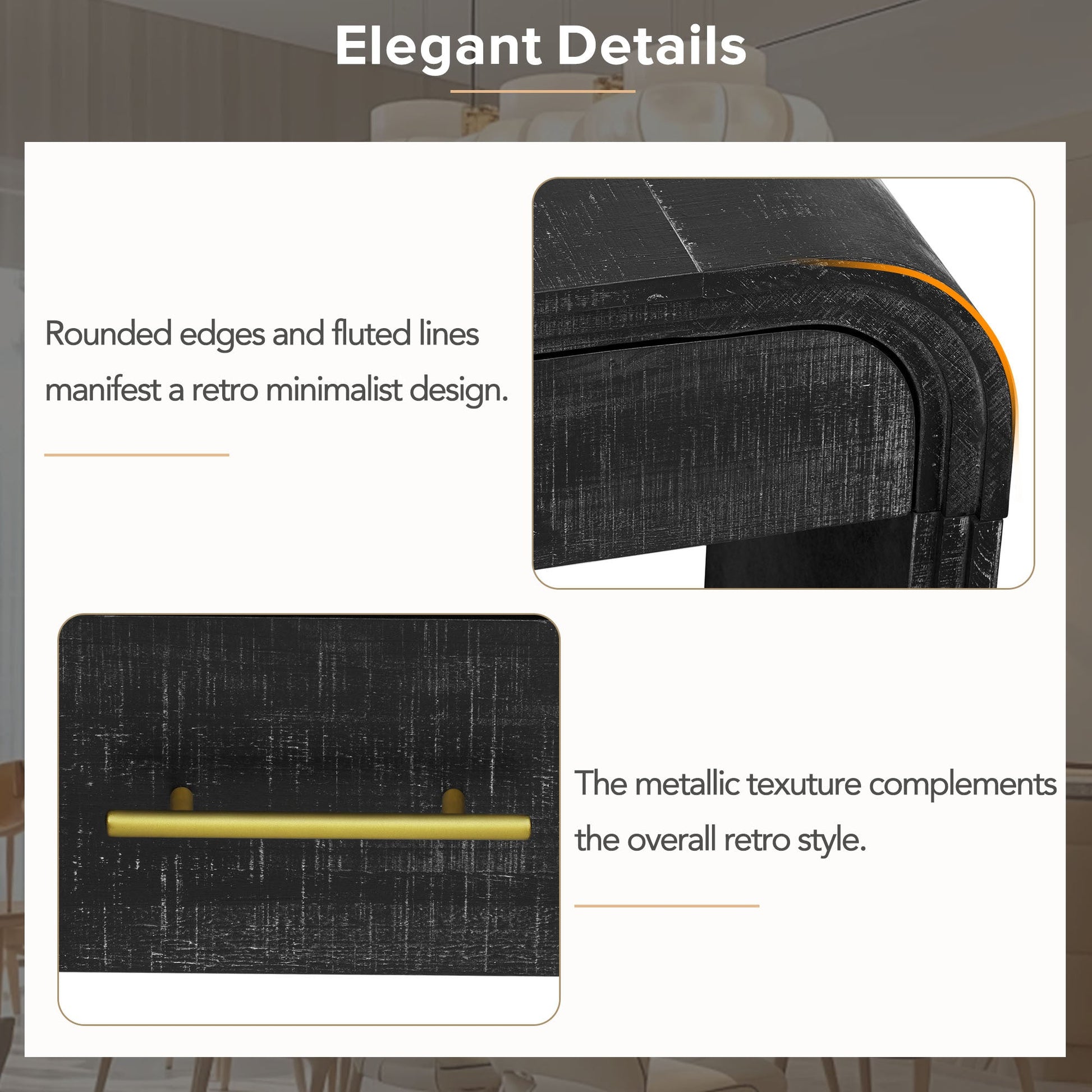 TREXM Unique Retro Silhouette Console Table with Open Style, Two Top Drawers for Entrance, Dinning Room, Living Room (Antique Black) - 1st Choice Furniture Direct