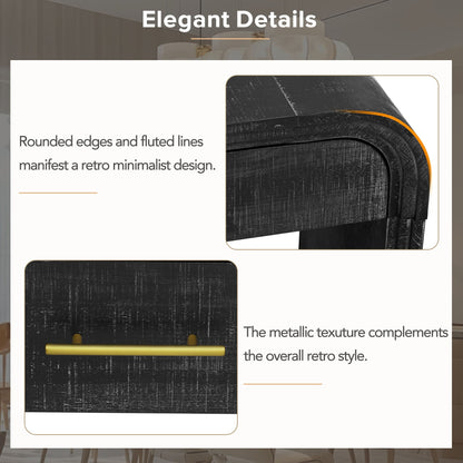 TREXM Unique Retro Silhouette Console Table with Open Style, Two Top Drawers for Entrance, Dinning Room, Living Room (Antique Black) - 1st Choice Furniture Direct