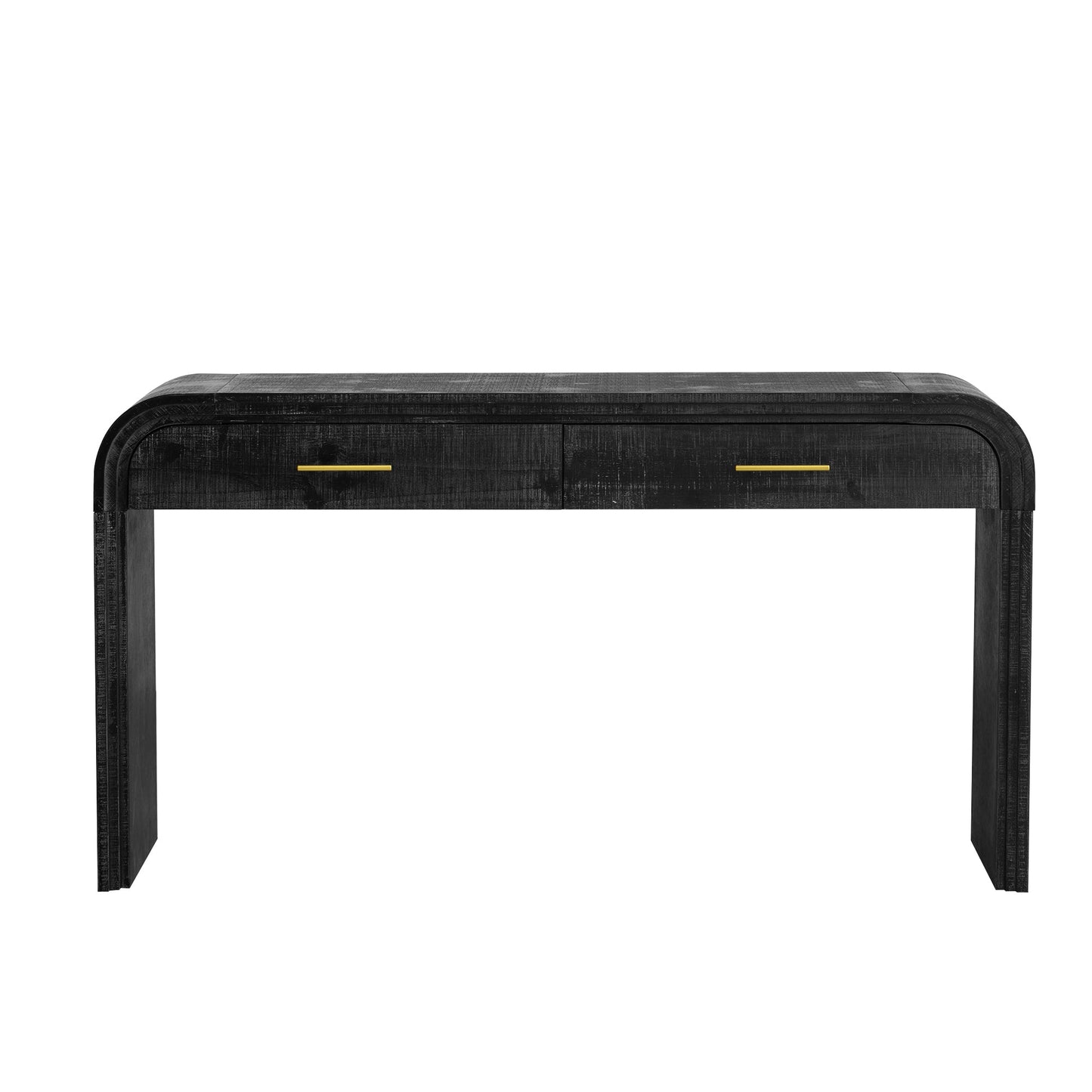 TREXM Unique Retro Silhouette Console Table with Open Style, Two Top Drawers for Entrance, Dinning Room, Living Room (Antique Black) - 1st Choice Furniture Direct