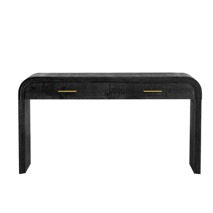 TREXM Unique Retro Silhouette Console Table with Open Style, Two Top Drawers for Entrance, Dinning Room, Living Room (Antique Black) - 1st Choice Furniture Direct
