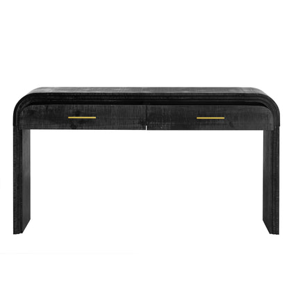 TREXM Unique Retro Silhouette Console Table with Open Style, Two Top Drawers for Entrance, Dinning Room, Living Room (Antique Black) - 1st Choice Furniture Direct