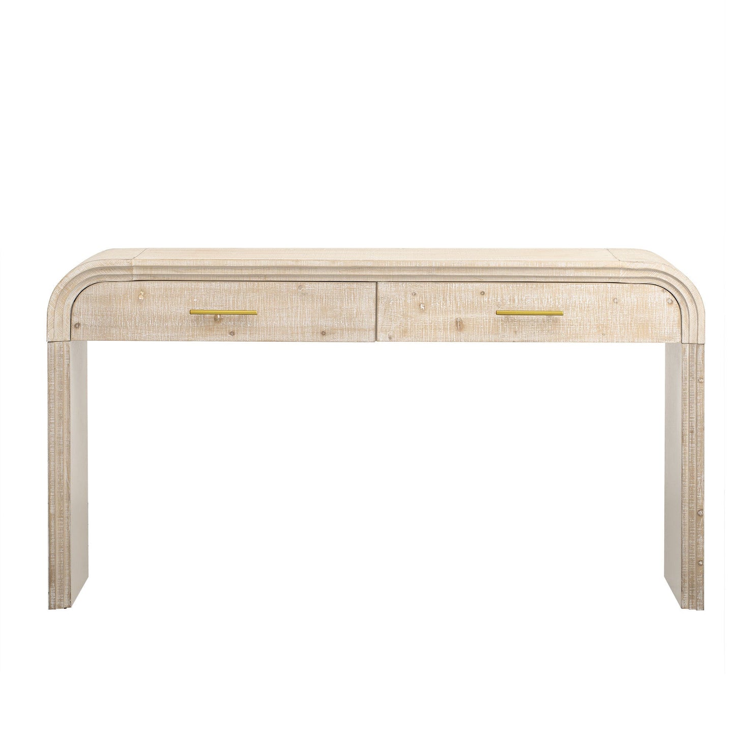 TREXM Unique Retro Silhouette Console Table with Open Style, Two Top Drawers for Entrance, Dinning Room, Living Room (Natural Wood Wash) - 1st Choice Furniture Direct