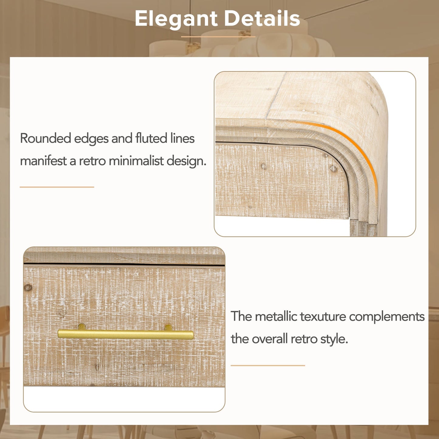 TREXM Unique Retro Silhouette Console Table with Open Style, Two Top Drawers for Entrance, Dinning Room, Living Room (Natural Wood Wash) - 1st Choice Furniture Direct