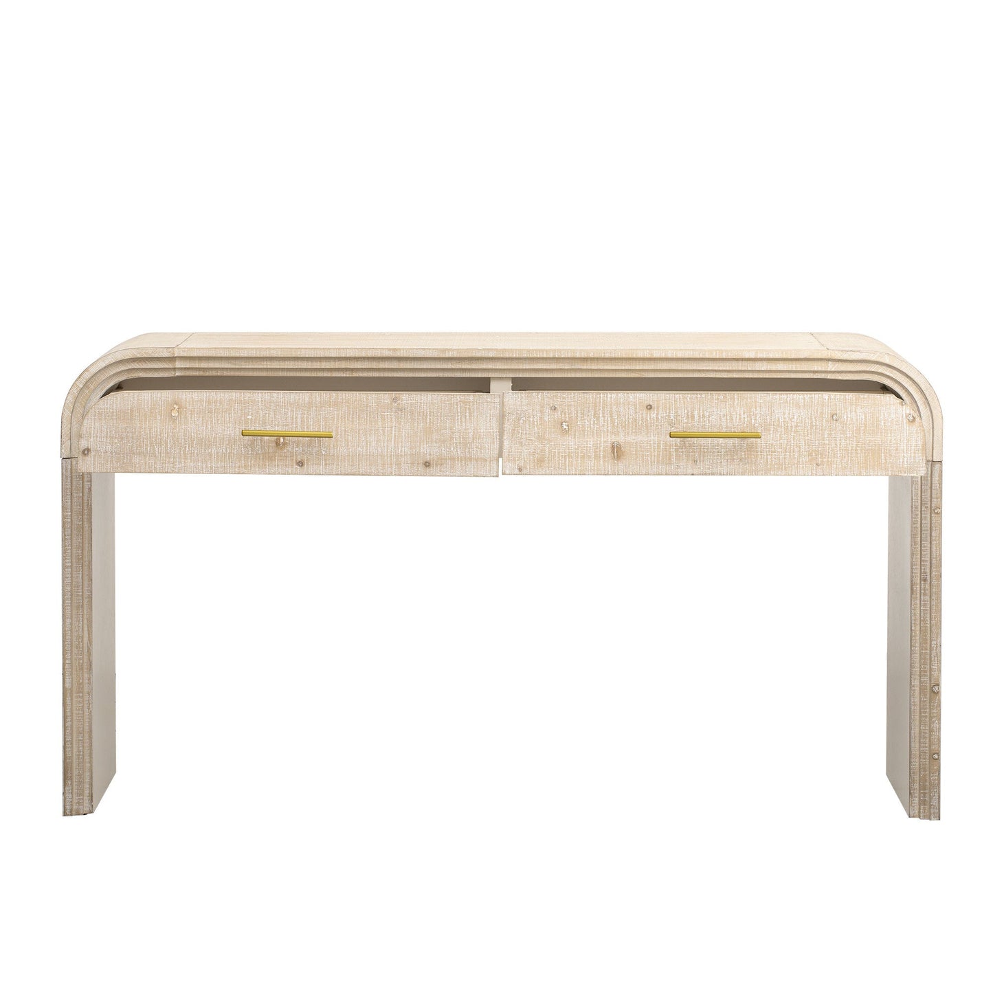 TREXM Unique Retro Silhouette Console Table with Open Style, Two Top Drawers for Entrance, Dinning Room, Living Room (Natural Wood Wash) - 1st Choice Furniture Direct