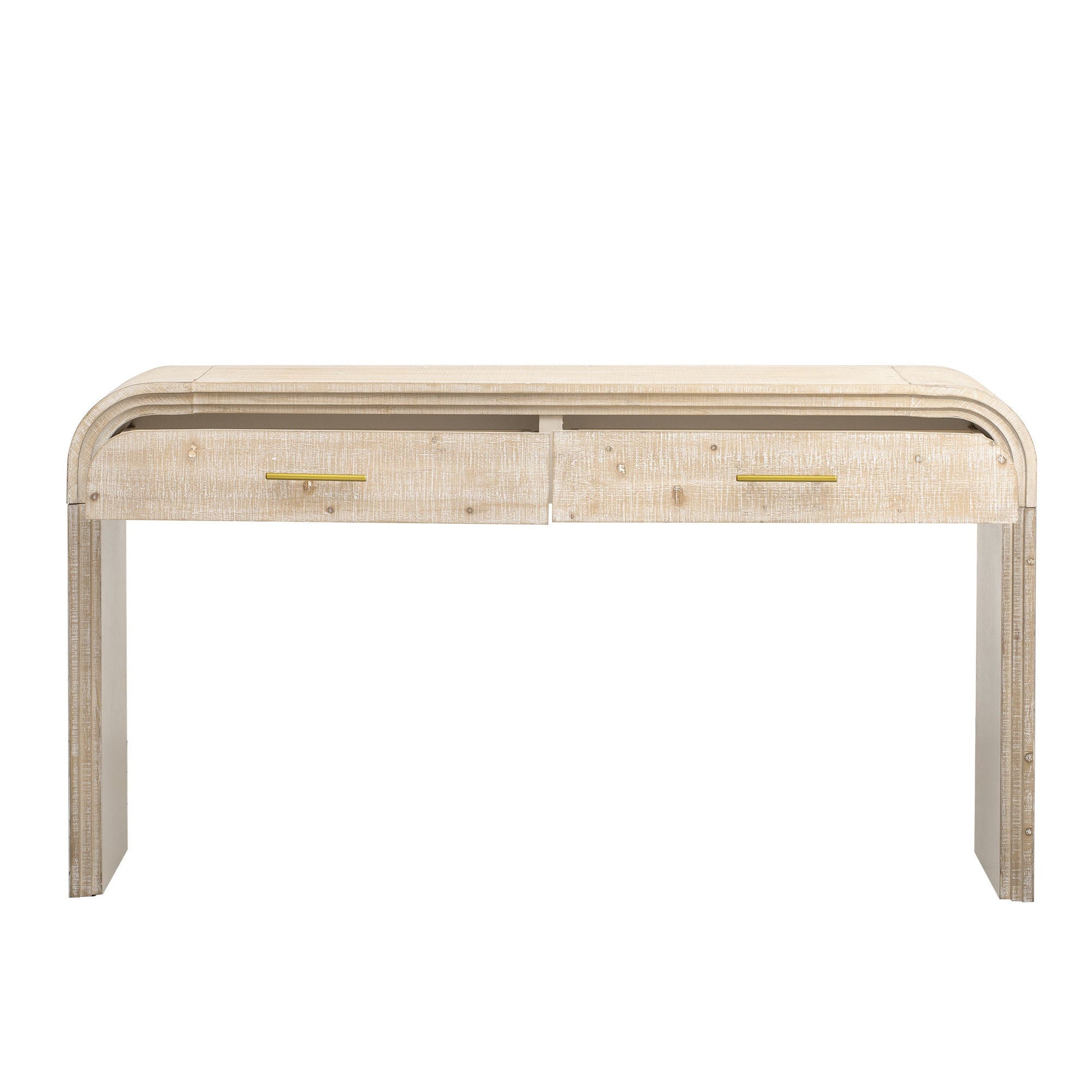 TREXM Unique Retro Silhouette Console Table with Open Style, Two Top Drawers for Entrance, Dinning Room, Living Room (Natural Wood Wash) - 1st Choice Furniture Direct