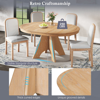 TREXM Vintage Extendable Dining Table for 4 - 6, 42 to 58 - Inch Rustic Farmhouse Kitchen Table with Distressed Finish and Sturdy Crossed Legs (Natural Wood Wash) - 1st Choice Furniture Direct