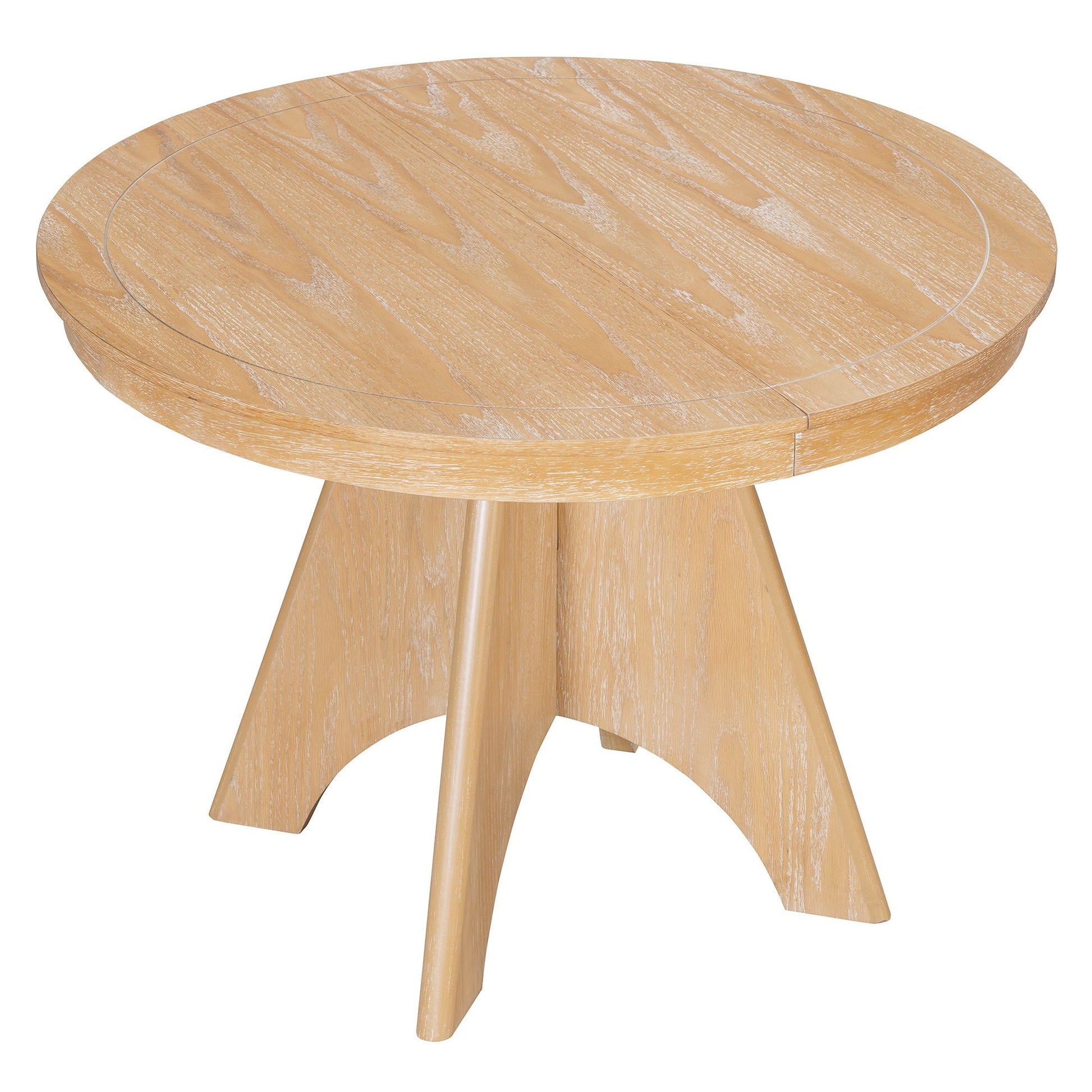 TREXM Vintage Extendable Dining Table for 4 - 6, 42 to 58 - Inch Rustic Farmhouse Kitchen Table with Distressed Finish and Sturdy Crossed Legs (Natural Wood Wash) - 1st Choice Furniture Direct