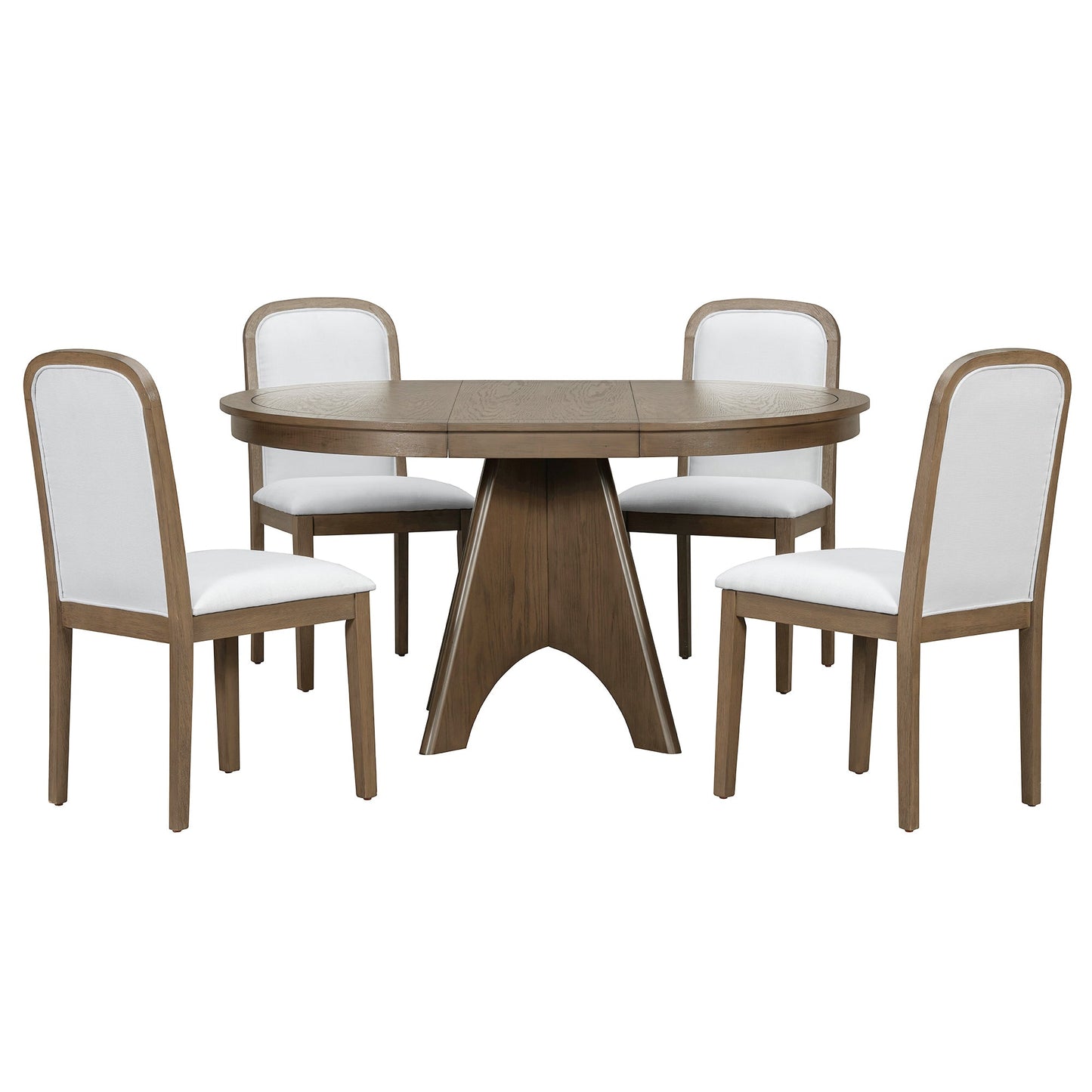 TREXM Vintage Extendable Dining Table Set for 4 - 6 with 4 Upholstered Chairs, 42 to 58 - Inch Rustic Farmhouse Kitchen Table Set with Distressed Finish for Dining Room and Kitchen (Espresso) - 1st Choice Furniture Direct
