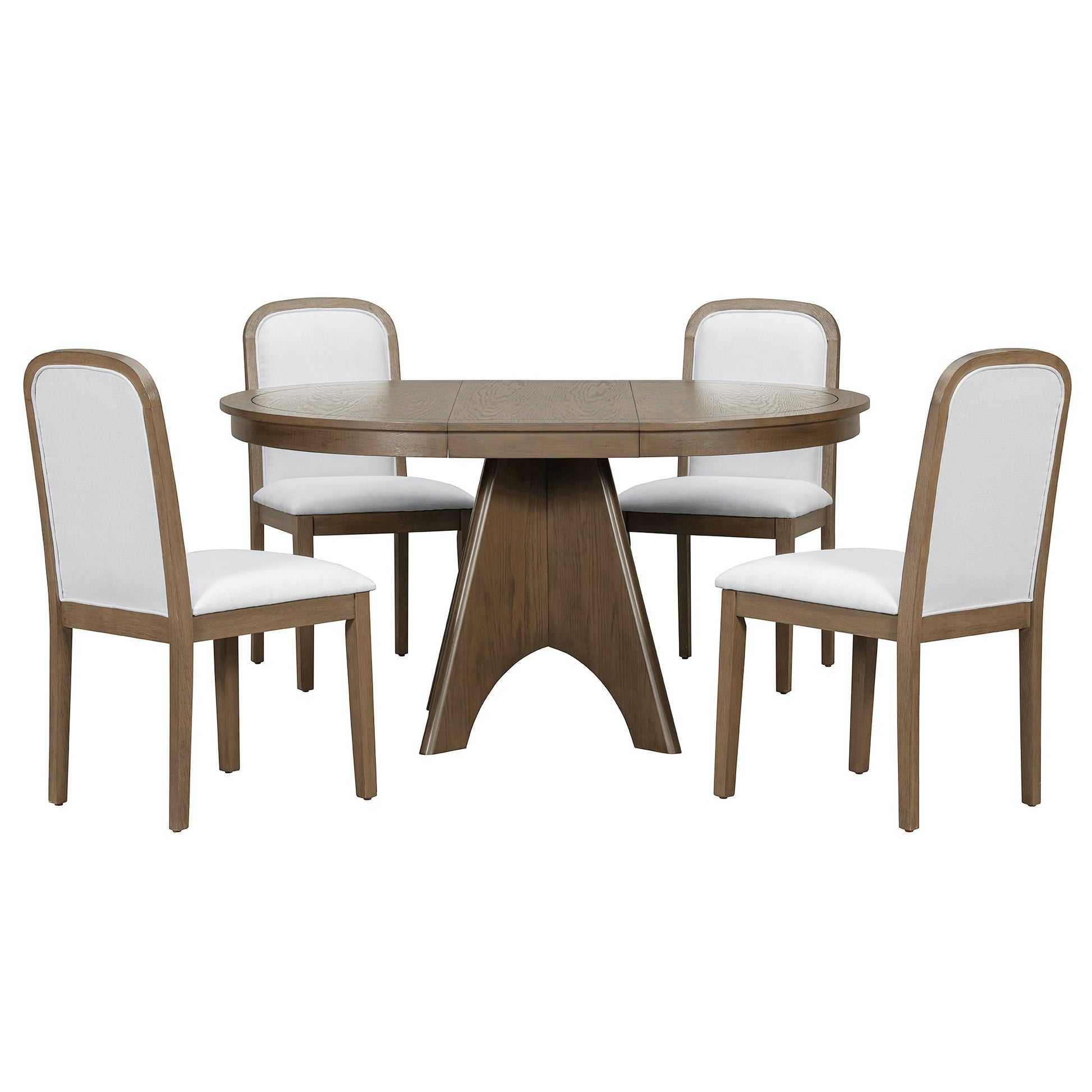 TREXM Vintage Extendable Dining Table Set for 4 - 6 with 4 Upholstered Chairs, 42 to 58 - Inch Rustic Farmhouse Kitchen Table Set with Distressed Finish for Dining Room and Kitchen (Espresso) - 1st Choice Furniture Direct