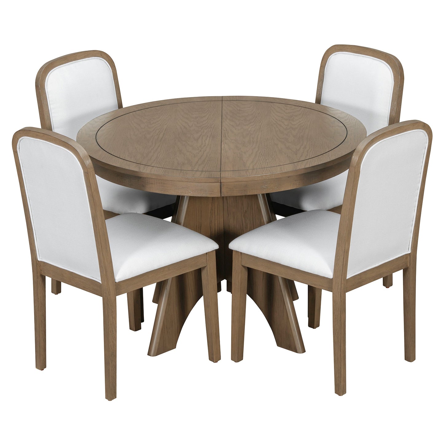 TREXM Vintage Extendable Dining Table Set for 4 - 6 with 4 Upholstered Chairs, 42 to 58 - Inch Rustic Farmhouse Kitchen Table Set with Distressed Finish for Dining Room and Kitchen (Espresso) - 1st Choice Furniture Direct