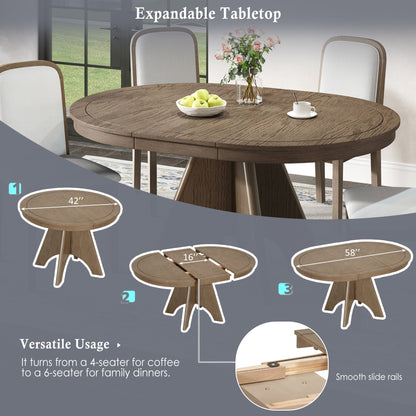 TREXM Vintage Extendable Dining Table Set for 4 - 6 with 4 Upholstered Chairs, 42 to 58 - Inch Rustic Farmhouse Kitchen Table Set with Distressed Finish for Dining Room and Kitchen (Espresso) - 1st Choice Furniture Direct