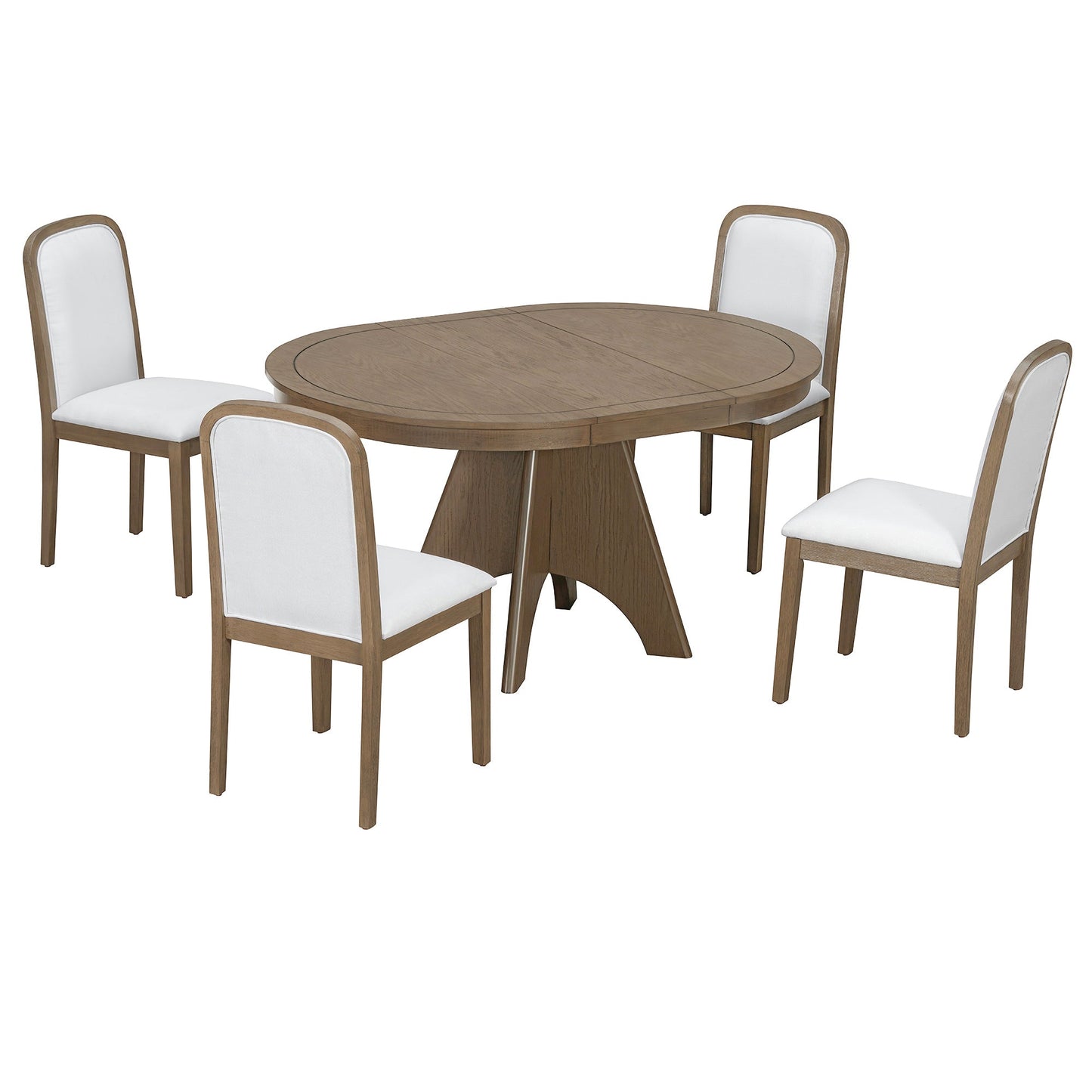 TREXM Vintage Extendable Dining Table Set for 4 - 6 with 4 Upholstered Chairs, 42 to 58 - Inch Rustic Farmhouse Kitchen Table Set with Distressed Finish for Dining Room and Kitchen (Espresso) - 1st Choice Furniture Direct