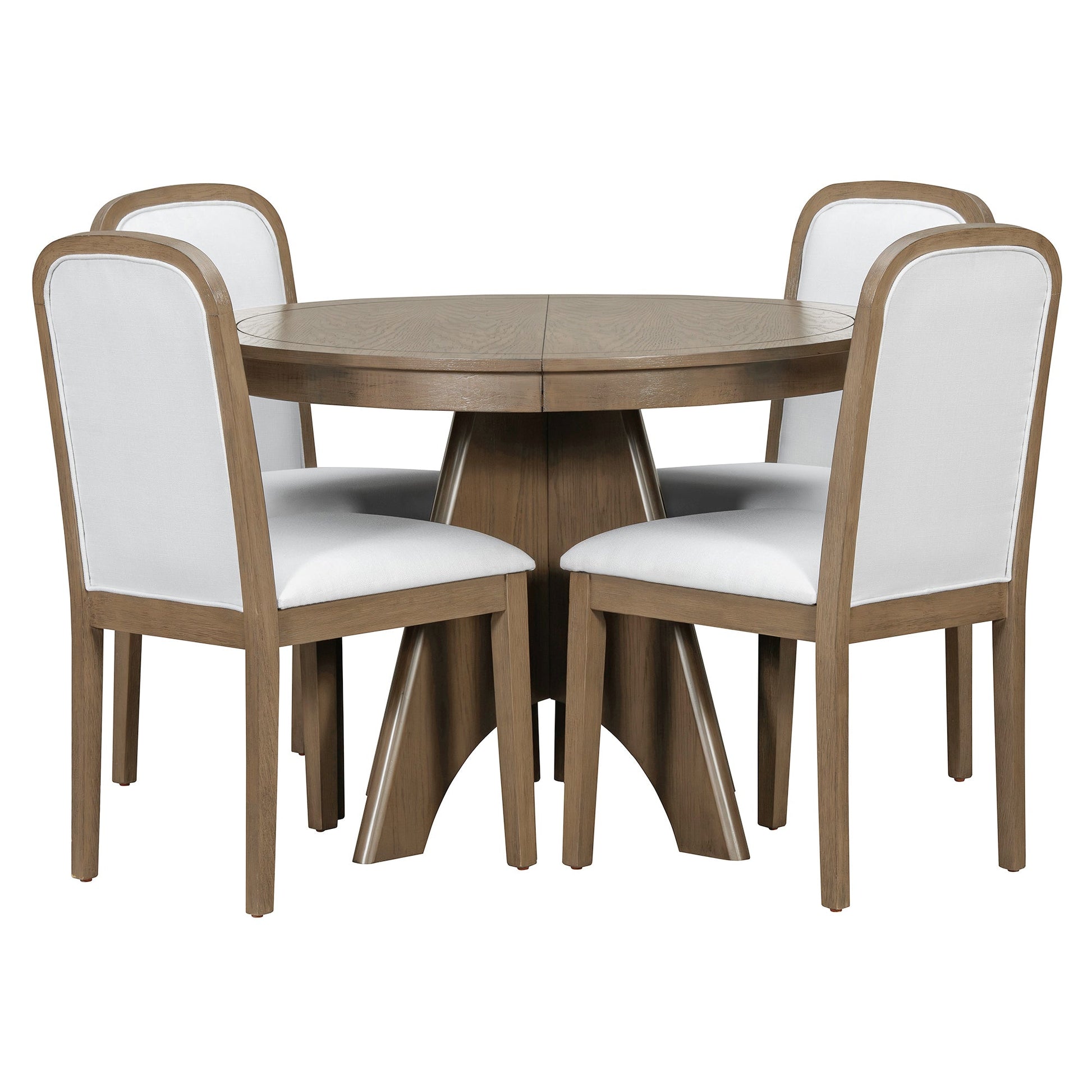 TREXM Vintage Extendable Dining Table Set for 4 - 6 with 4 Upholstered Chairs, 42 to 58 - Inch Rustic Farmhouse Kitchen Table Set with Distressed Finish for Dining Room and Kitchen (Espresso) - 1st Choice Furniture Direct
