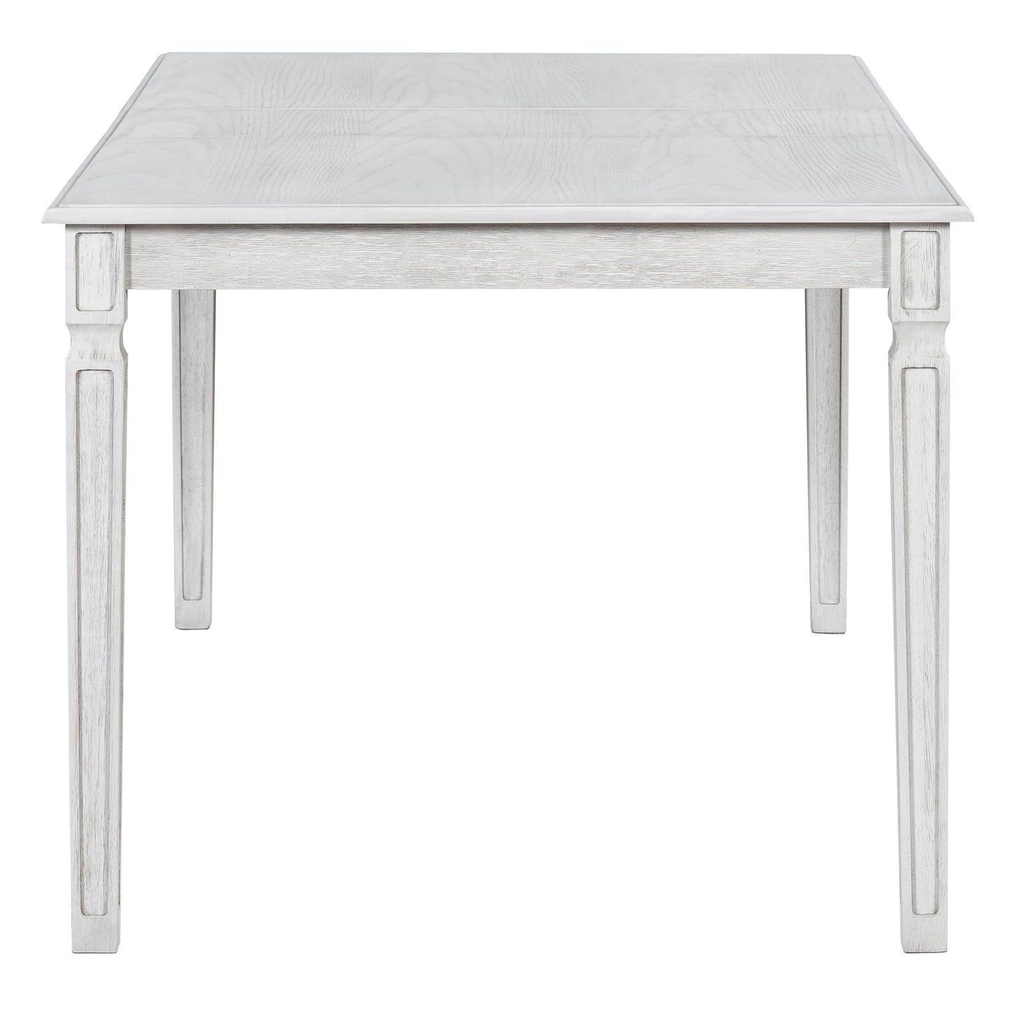 TREXM Vintage Extendable Dining Table Set for 6 with 4 Chairs & Bench, 59 to 72 - Inch Rustic Farmhouse Kitchen Table Set with Distressed Finish and Retro Carved Legs (Washed White) - 1st Choice Furniture Direct