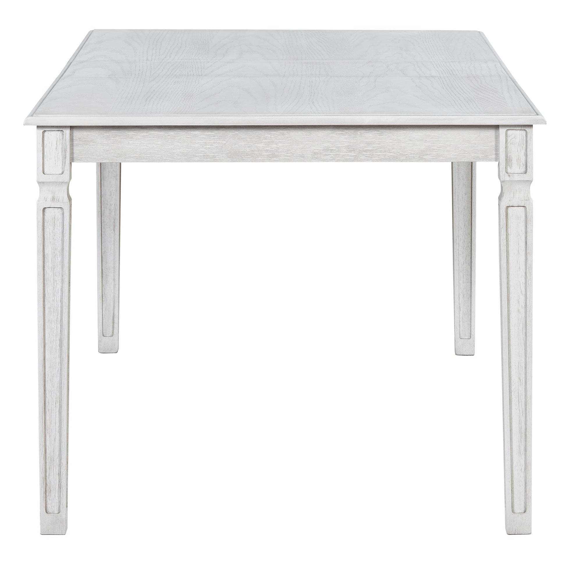 TREXM Vintage Extendable Dining Table Set for 6 with 4 Chairs & Bench, 59 to 72 - Inch Rustic Farmhouse Kitchen Table Set with Distressed Finish and Retro Carved Legs (Washed White) - 1st Choice Furniture Direct