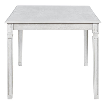 TREXM Vintage Extendable Dining Table Set for 6 with 4 Chairs & Bench, 59 to 72 - Inch Rustic Farmhouse Kitchen Table Set with Distressed Finish and Retro Carved Legs (Washed White) - 1st Choice Furniture Direct