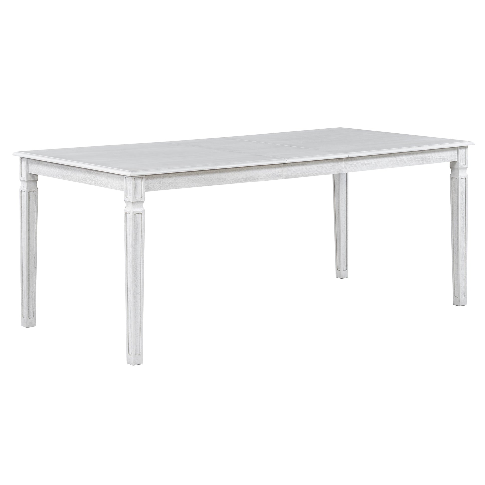 TREXM Vintage Extendable Dining Table Set for 6 with 4 Chairs & Bench, 59 to 72 - Inch Rustic Farmhouse Kitchen Table Set with Distressed Finish and Retro Carved Legs (Washed White) - 1st Choice Furniture Direct