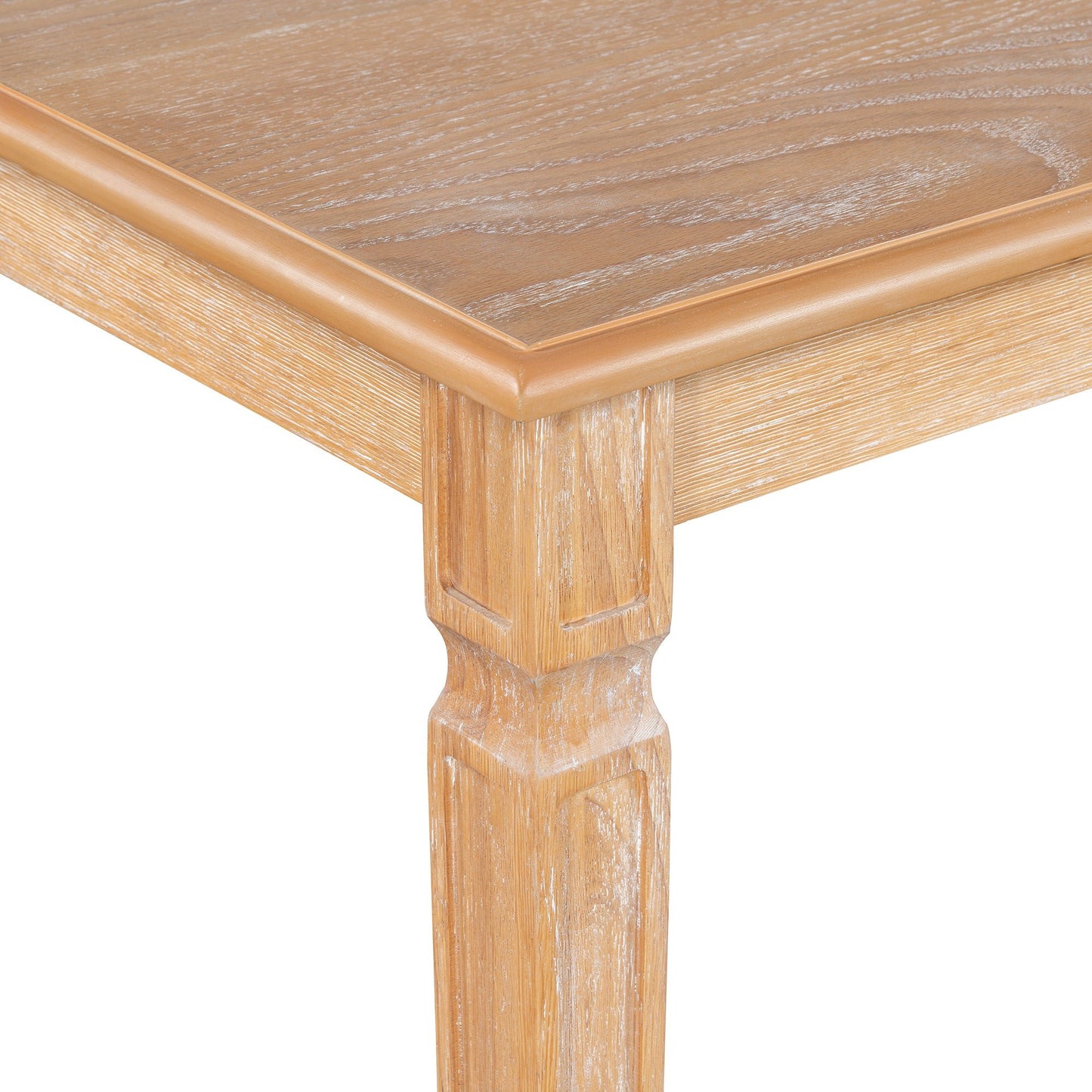 TREXM Vintage Extendable Dining Table Set for 6 with 4 Chairs & Bench, 59 to 72 - Inch Rustic Farmhouse Kitchen Table Set with Distressed Finish and Retro Carved Legs (Natural Wood Wash) - 1st Choice Furniture Direct
