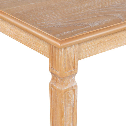 TREXM Vintage Extendable Dining Table Set for 6 with 4 Chairs & Bench, 59 to 72 - Inch Rustic Farmhouse Kitchen Table Set with Distressed Finish and Retro Carved Legs (Natural Wood Wash) - 1st Choice Furniture Direct