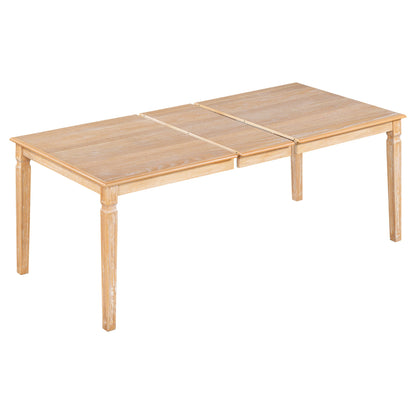 TREXM Vintage Extendable Dining Table Set for 6 with 4 Chairs & Bench, 59 to 72 - Inch Rustic Farmhouse Kitchen Table Set with Distressed Finish and Retro Carved Legs (Natural Wood Wash) - 1st Choice Furniture Direct