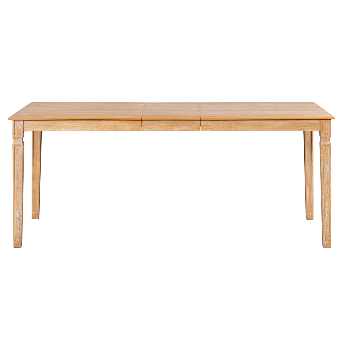 TREXM Vintage Extendable Dining Table Set for 6 with 4 Chairs & Bench, 59 to 72 - Inch Rustic Farmhouse Kitchen Table Set with Distressed Finish and Retro Carved Legs (Natural Wood Wash) - 1st Choice Furniture Direct