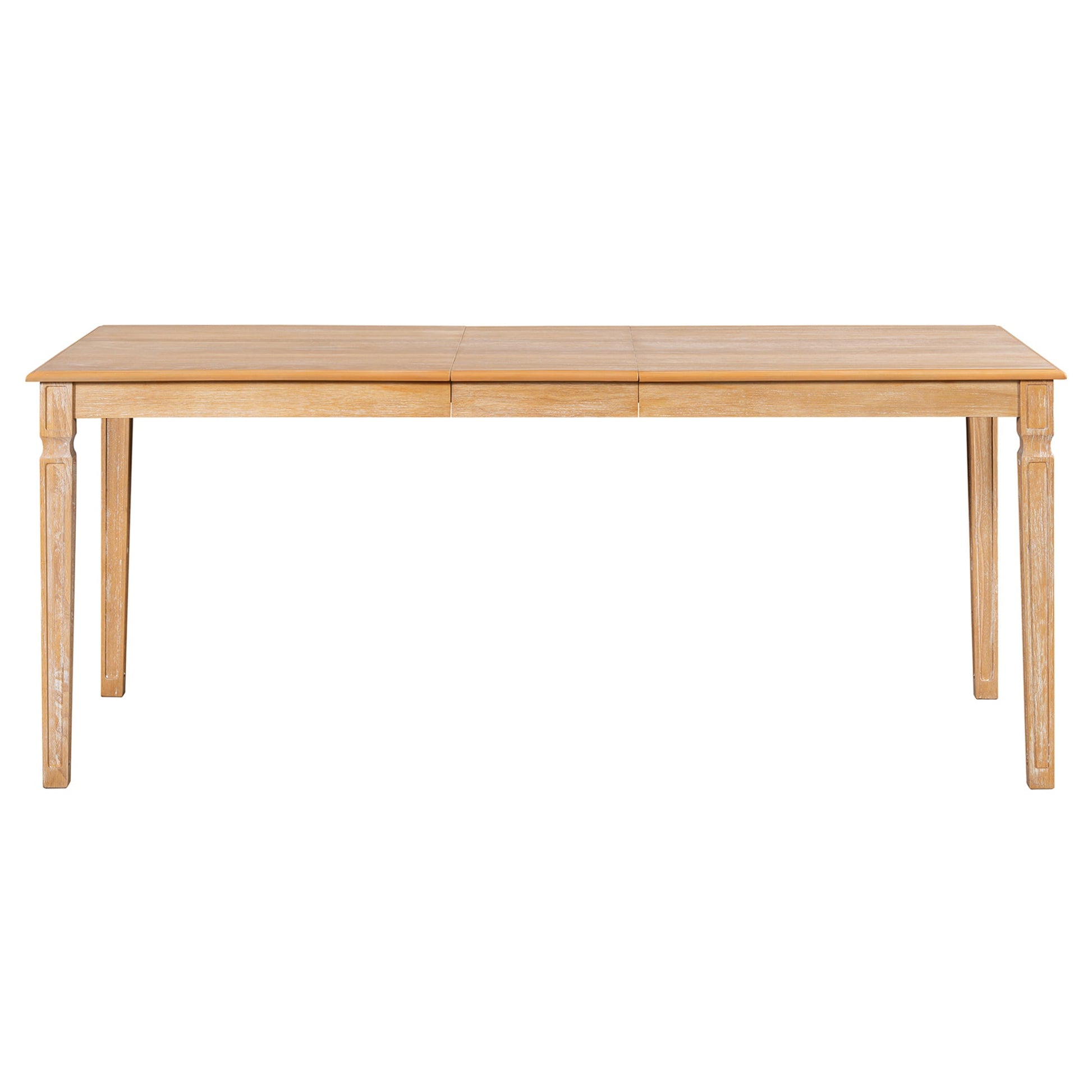 TREXM Vintage Extendable Dining Table Set for 6 with 4 Chairs & Bench, 59 to 72 - Inch Rustic Farmhouse Kitchen Table Set with Distressed Finish and Retro Carved Legs (Natural Wood Wash) - 1st Choice Furniture Direct
