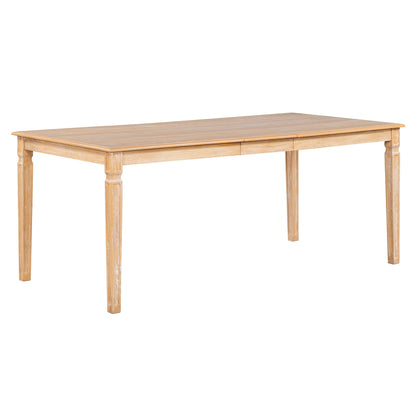 TREXM Vintage Extendable Dining Table Set for 6 with 4 Chairs & Bench, 59 to 72 - Inch Rustic Farmhouse Kitchen Table Set with Distressed Finish and Retro Carved Legs (Natural Wood Wash) - 1st Choice Furniture Direct