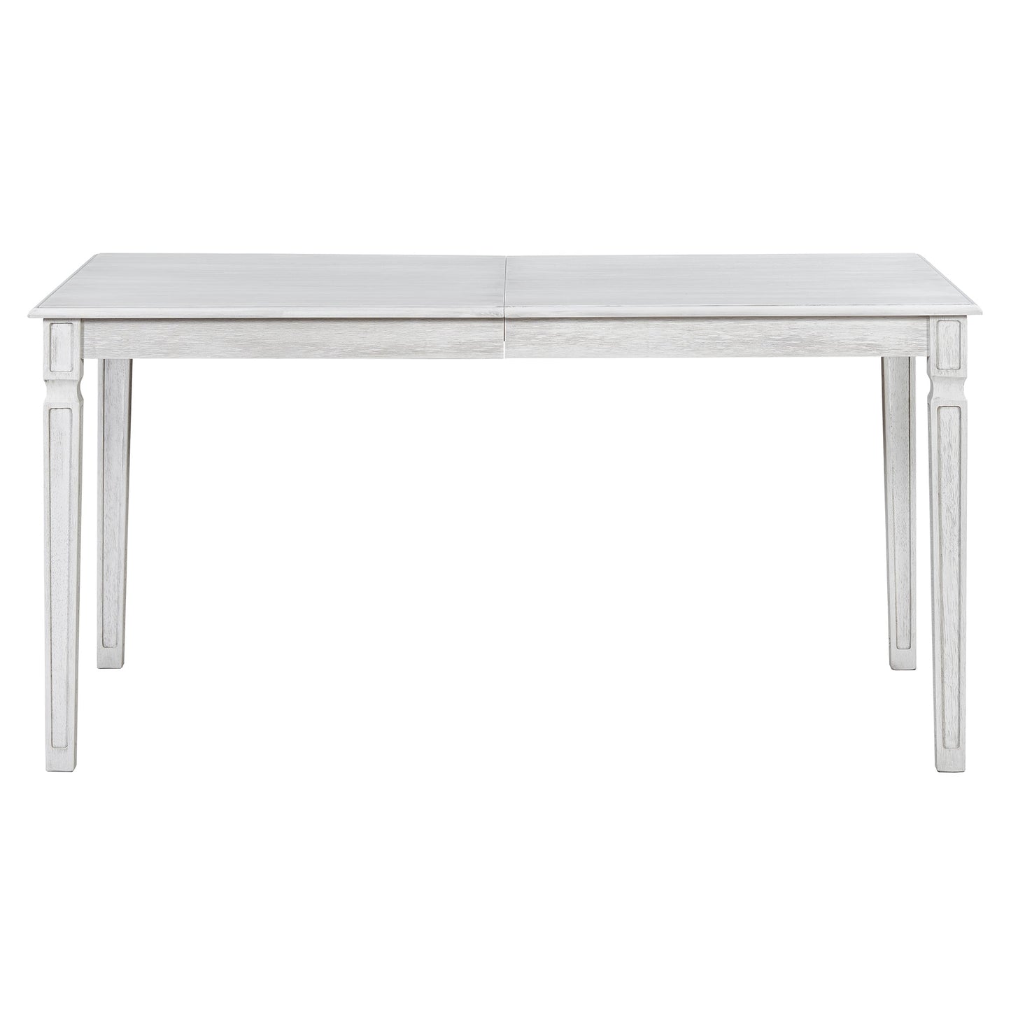 TREXM Vintage Extendable Dining Table Set for 6 with 4 Chairs & Bench, 59 to 72 - Inch Rustic Farmhouse Kitchen Table Set with Distressed Finish and Retro Carved Legs (Washed White) - 1st Choice Furniture Direct