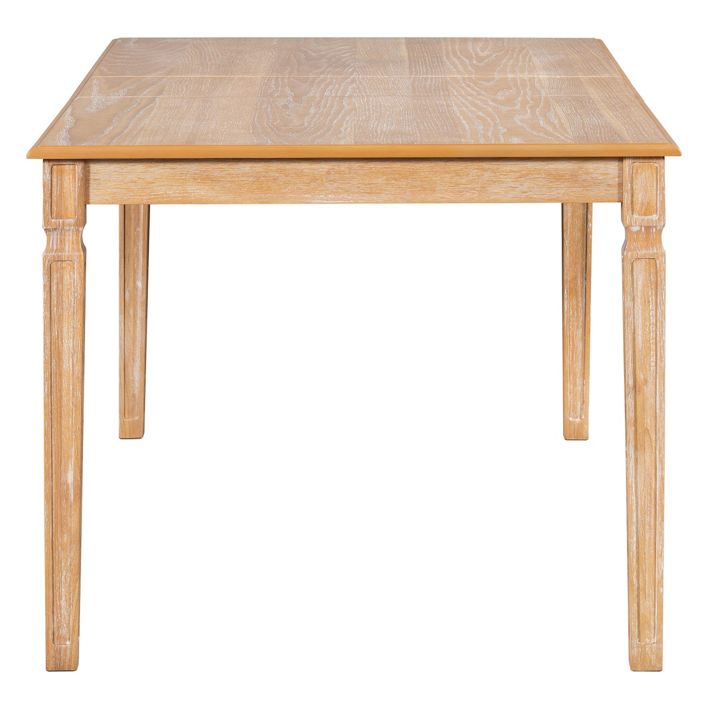TREXM Vintage Extendable Dining Table Set for 6 with 4 Chairs & Bench, 59 to 72 - Inch Rustic Farmhouse Kitchen Table Set with Distressed Finish and Retro Carved Legs (Natural Wood Wash) - 1st Choice Furniture Direct