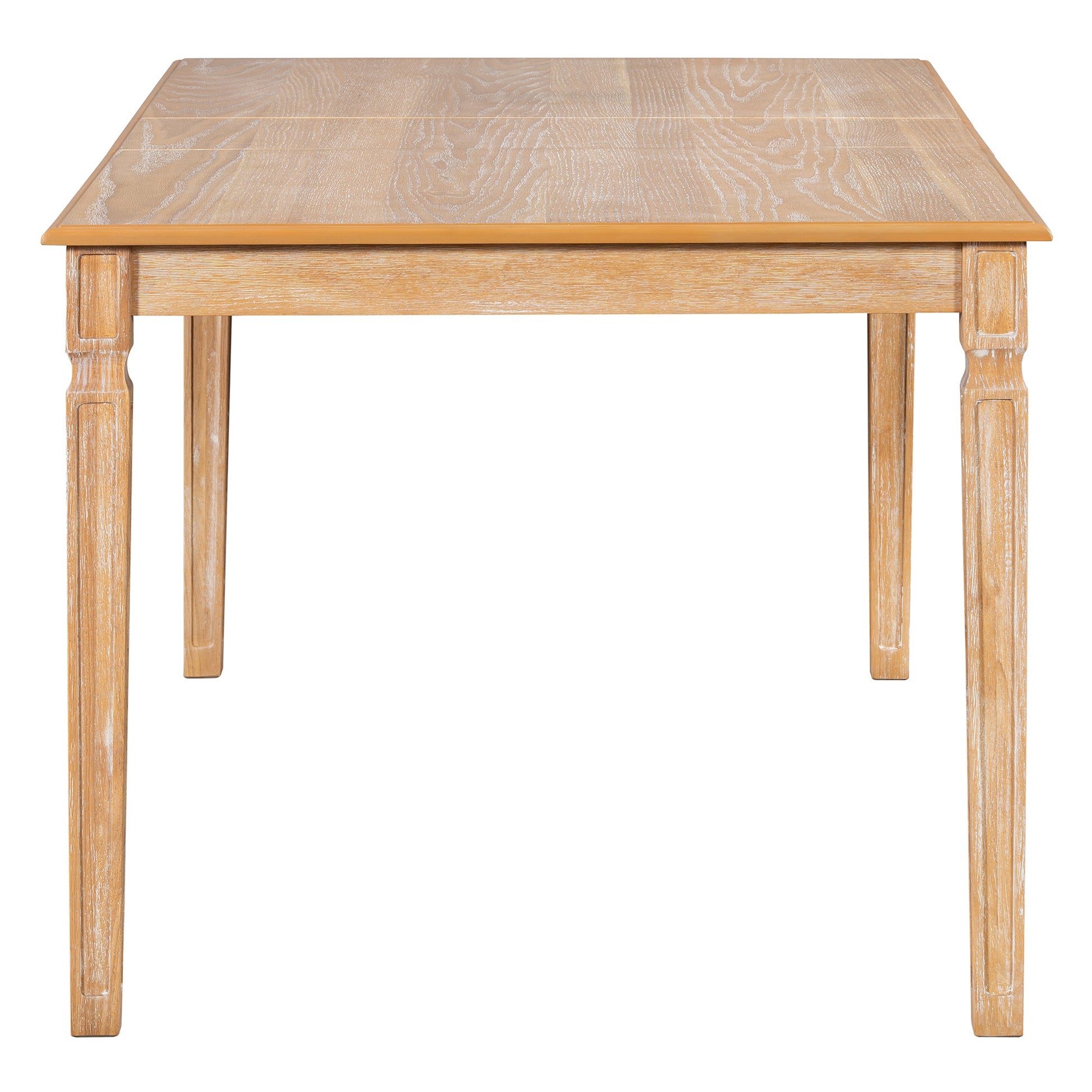 TREXM Vintage Extendable Dining Table Set for 6 with 4 Chairs & Bench, 59 to 72 - Inch Rustic Farmhouse Kitchen Table Set with Distressed Finish and Retro Carved Legs (Natural Wood Wash) - 1st Choice Furniture Direct