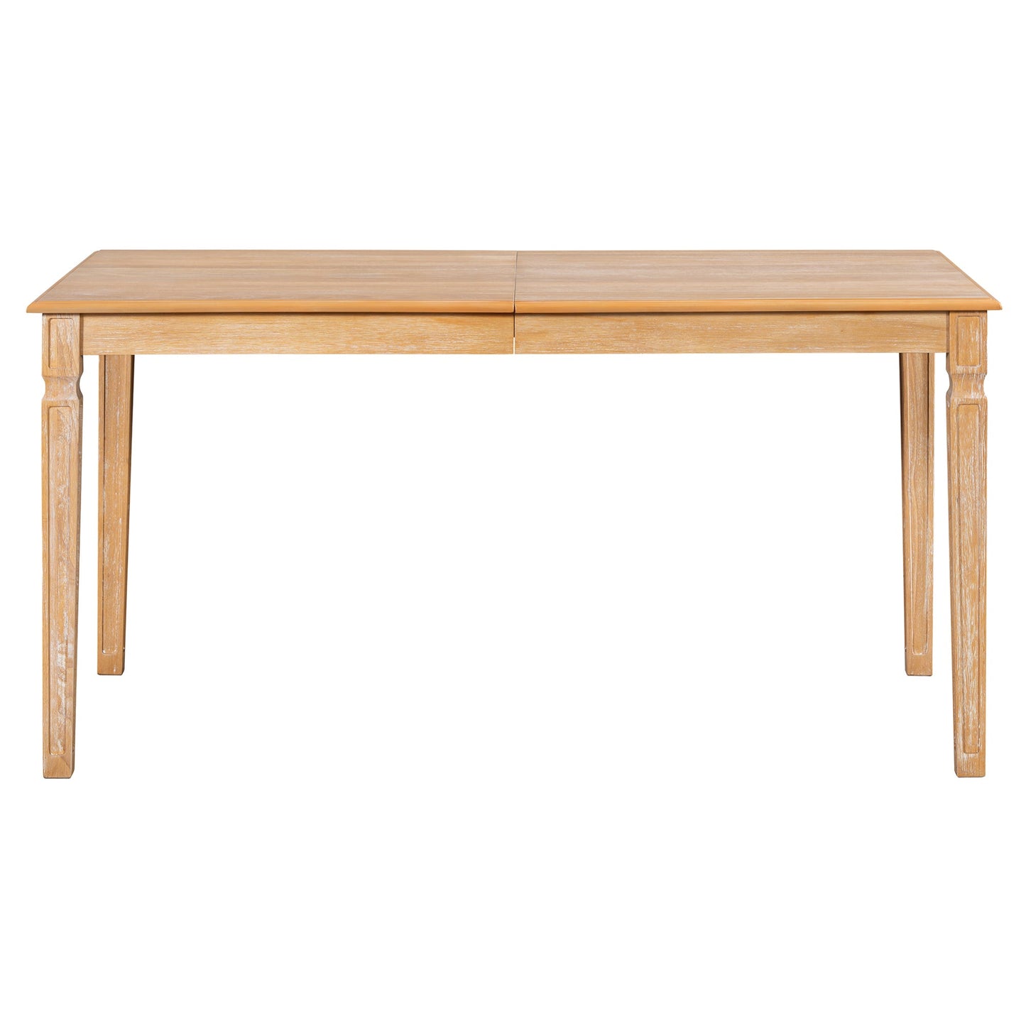 TREXM Vintage Extendable Dining Table Set for 6 with 4 Chairs & Bench, 59 to 72 - Inch Rustic Farmhouse Kitchen Table Set with Distressed Finish and Retro Carved Legs (Natural Wood Wash) - 1st Choice Furniture Direct