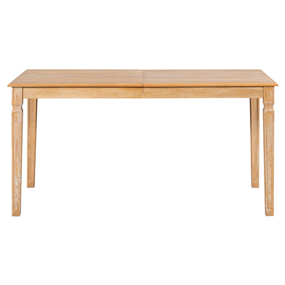 TREXM Vintage Extendable Dining Table Set for 6 with 4 Chairs & Bench, 59 to 72 - Inch Rustic Farmhouse Kitchen Table Set with Distressed Finish and Retro Carved Legs (Natural Wood Wash) - 1st Choice Furniture Direct