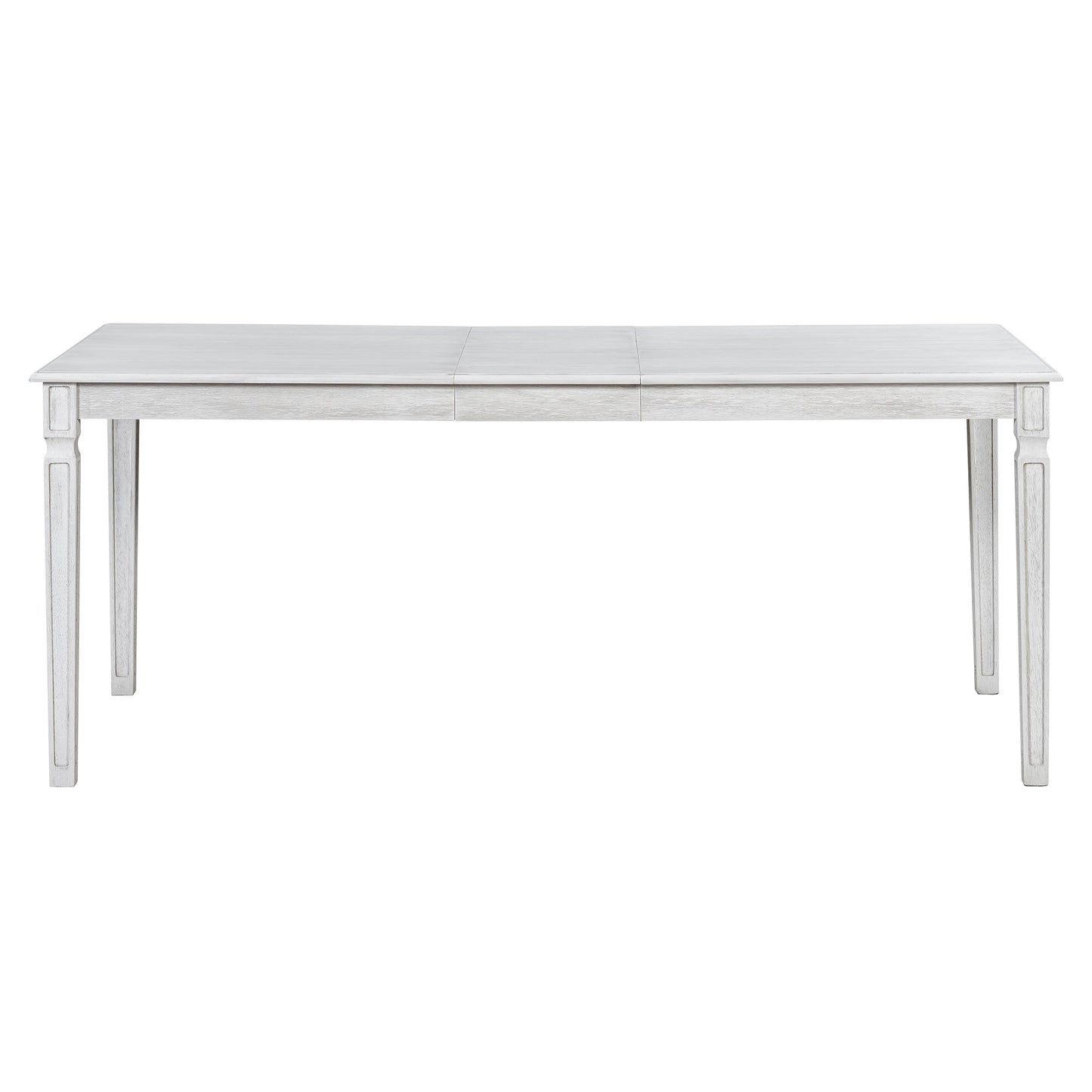 TREXM Vintage Extendable Dining Table Set for 6 with 4 Chairs & Bench, 59 to 72 - Inch Rustic Farmhouse Kitchen Table Set with Distressed Finish and Retro Carved Legs (Washed White) - 1st Choice Furniture Direct