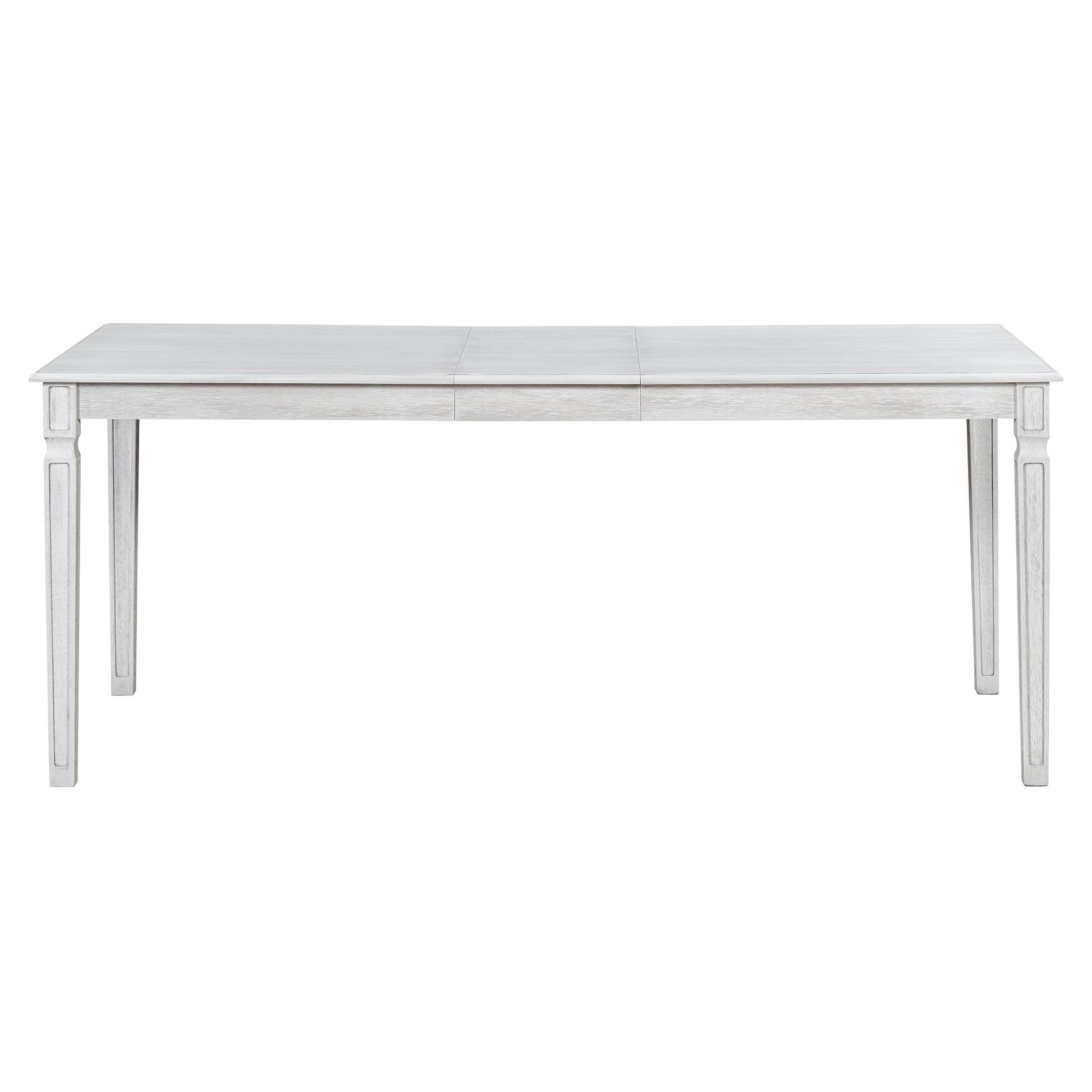 TREXM Vintage Extendable Dining Table Set for 6 with 4 Chairs & Bench, 59 to 72 - Inch Rustic Farmhouse Kitchen Table Set with Distressed Finish and Retro Carved Legs (Washed White) - 1st Choice Furniture Direct