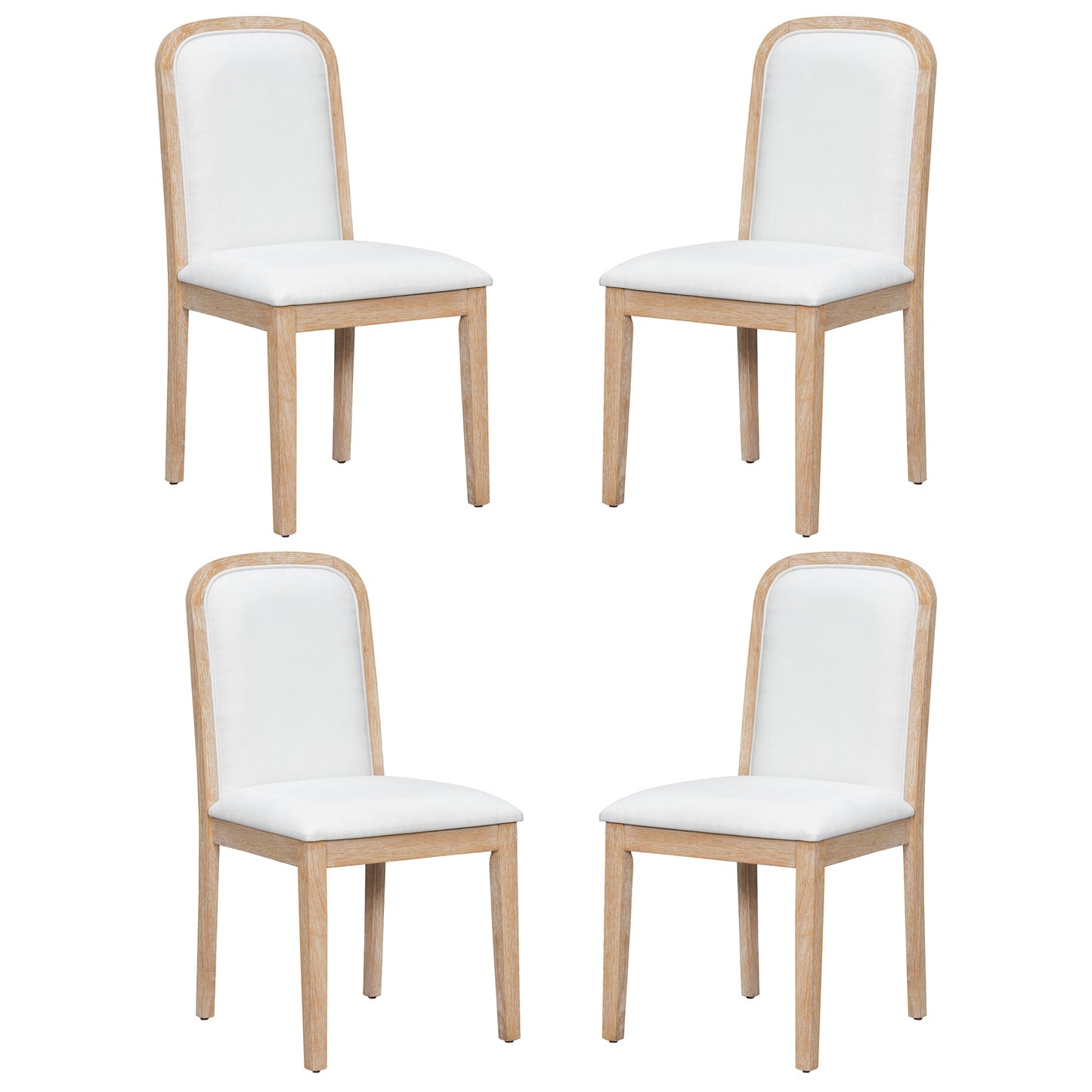 TREXM Vintage Style Dining Chair Set with 4 Upholstered Chairs for Dining Room and Living Room (Natural Wood Wash) - 1st Choice Furniture Direct