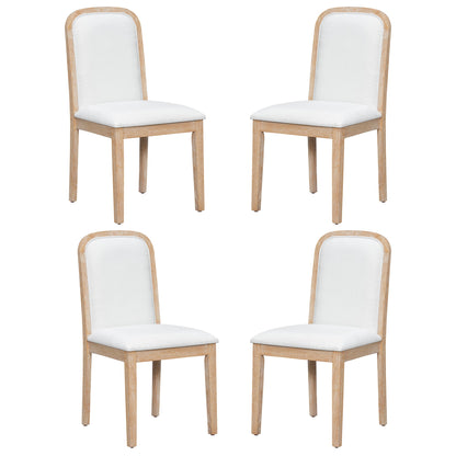 TREXM Vintage Style Dining Chair Set with 4 Upholstered Chairs for Dining Room and Living Room (Natural Wood Wash) - 1st Choice Furniture Direct
