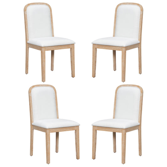 TREXM Vintage Style Dining Chair Set with 4 Upholstered Chairs for Dining Room and Living Room (Natural Wood Wash) - 1st Choice Furniture Direct