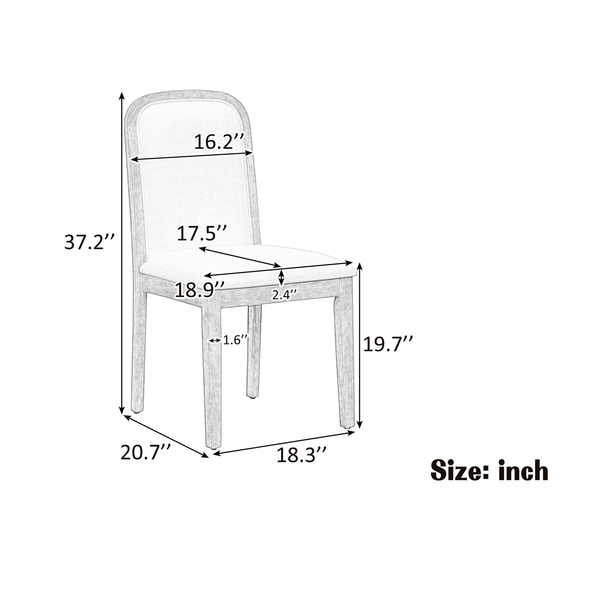 TREXM Vintage Style Dining Chair Set with 4 Upholstered Chairs for Dining Room and Living Room (Natural Wood Wash) - 1st Choice Furniture Direct