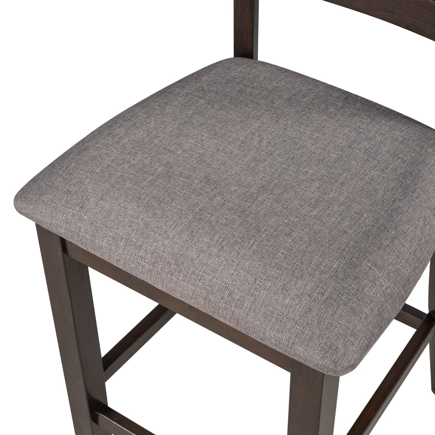 TREXM Wooden Counter Height Dining Set with Padded Chairs and Storage Shelving in Espresso Finish - 1st Choice Furniture Direct