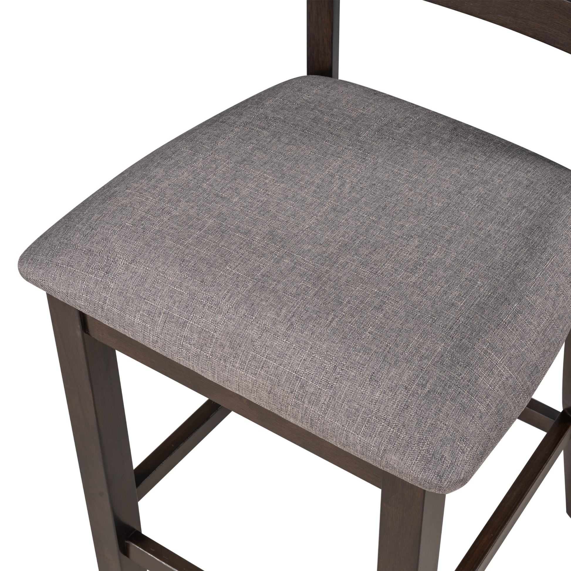 TREXM Wooden Counter Height Dining Set with Padded Chairs and Storage Shelving in Espresso Finish - 1st Choice Furniture Direct