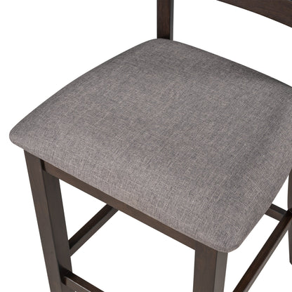 TREXM Wooden Counter Height Dining Set with Padded Chairs and Storage Shelving in Espresso Finish - 1st Choice Furniture Direct