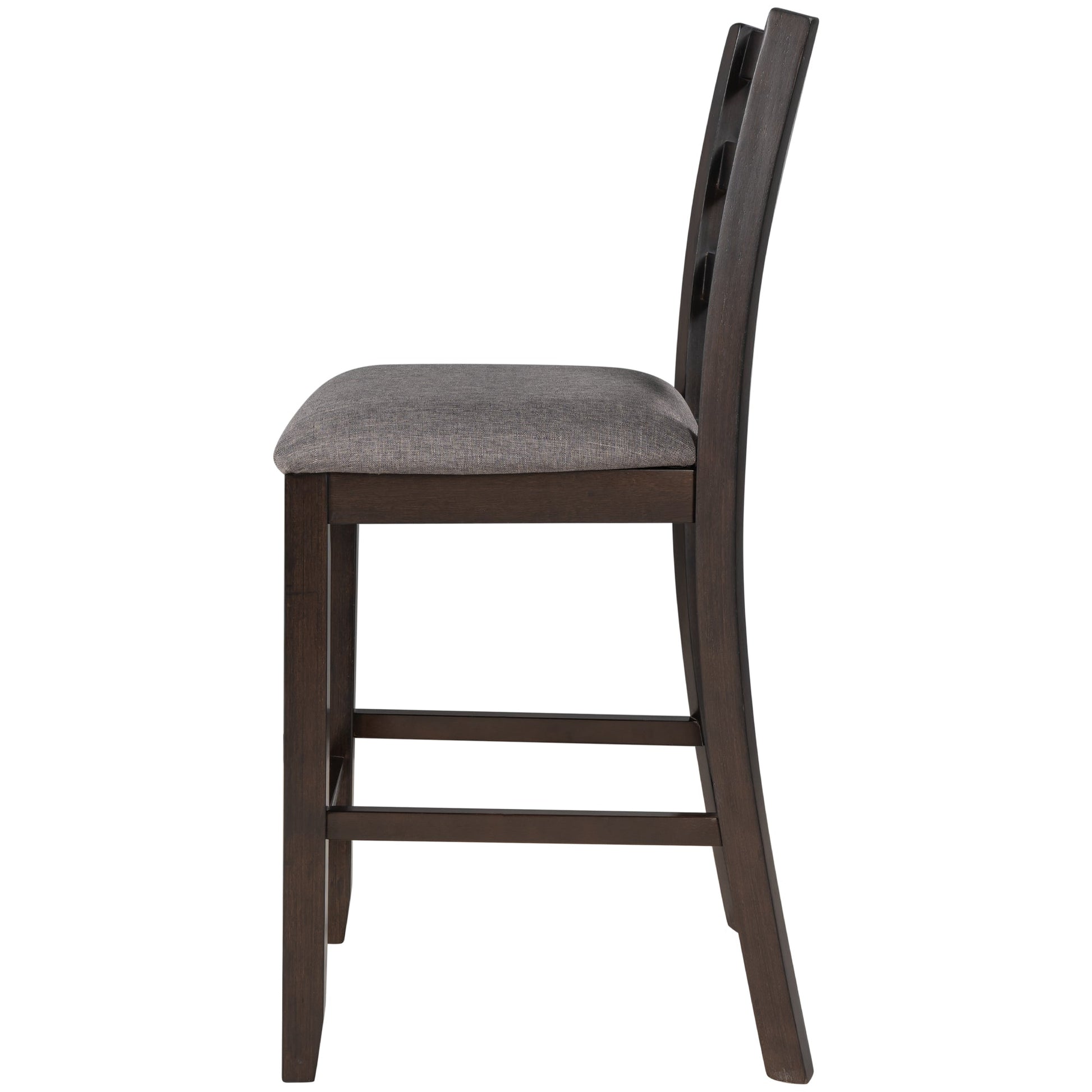 TREXM Wooden Counter Height Dining Set with Padded Chairs and Storage Shelving in Espresso Finish - 1st Choice Furniture Direct