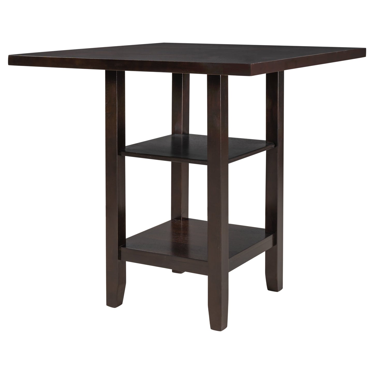 TREXM Wooden Counter Height Dining Set with Padded Chairs and Storage Shelving in Espresso Finish - 1st Choice Furniture Direct