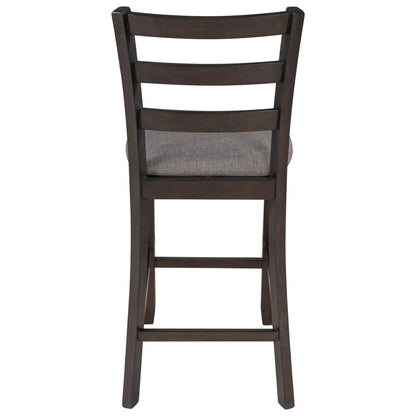 TREXM Wooden Counter Height Dining Set with Padded Chairs and Storage Shelving in Espresso Finish - 1st Choice Furniture Direct