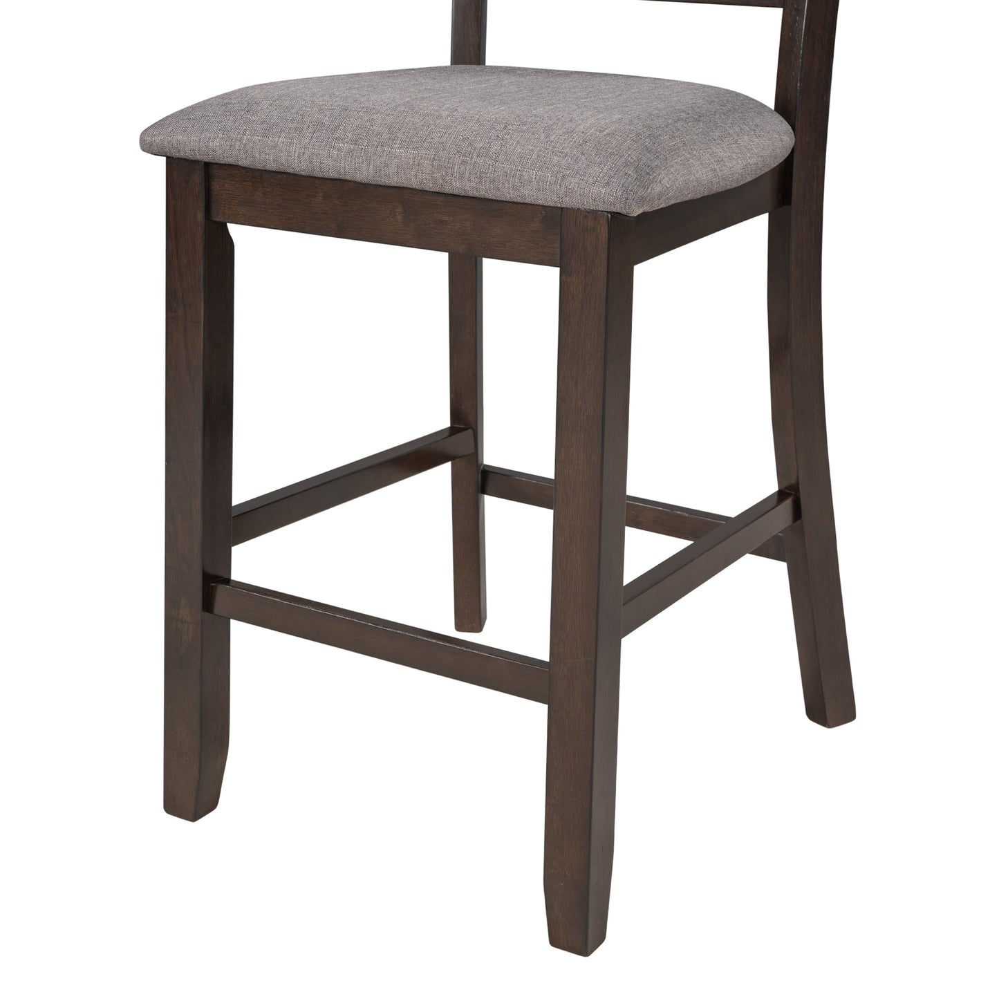 TREXM Wooden Counter Height Dining Set with Padded Chairs and Storage Shelving in Espresso Finish - 1st Choice Furniture Direct