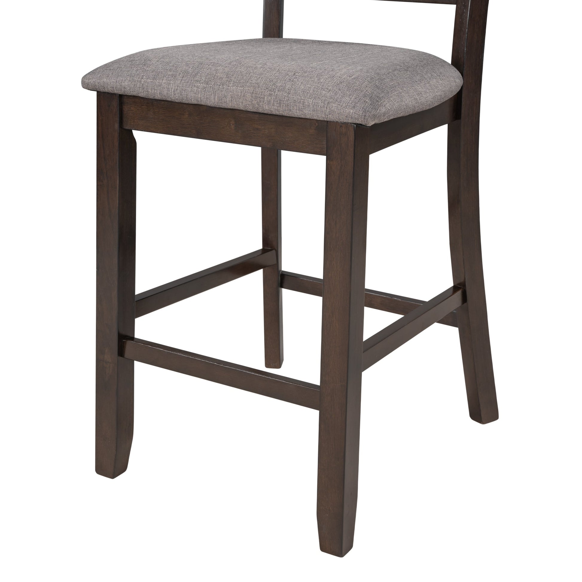 TREXM Wooden Counter Height Dining Set with Padded Chairs and Storage Shelving in Espresso Finish - 1st Choice Furniture Direct