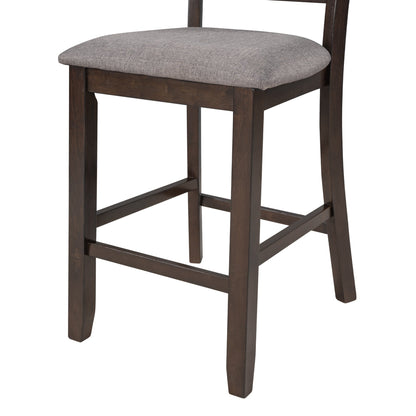 TREXM Wooden Counter Height Dining Set with Padded Chairs and Storage Shelving in Espresso Finish - 1st Choice Furniture Direct