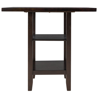 TREXM Wooden Counter Height Dining Set with Padded Chairs and Storage Shelving in Espresso Finish - 1st Choice Furniture Direct