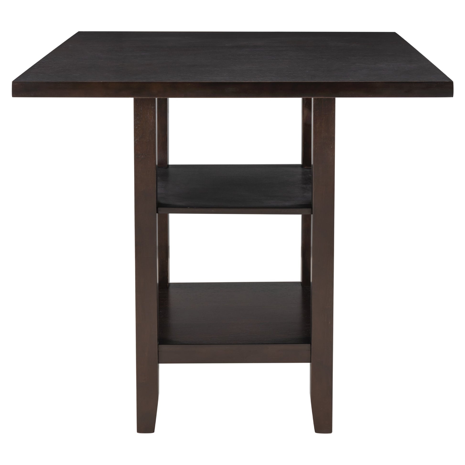 TREXM Wooden Counter Height Dining Set with Padded Chairs and Storage Shelving in Espresso Finish - 1st Choice Furniture Direct